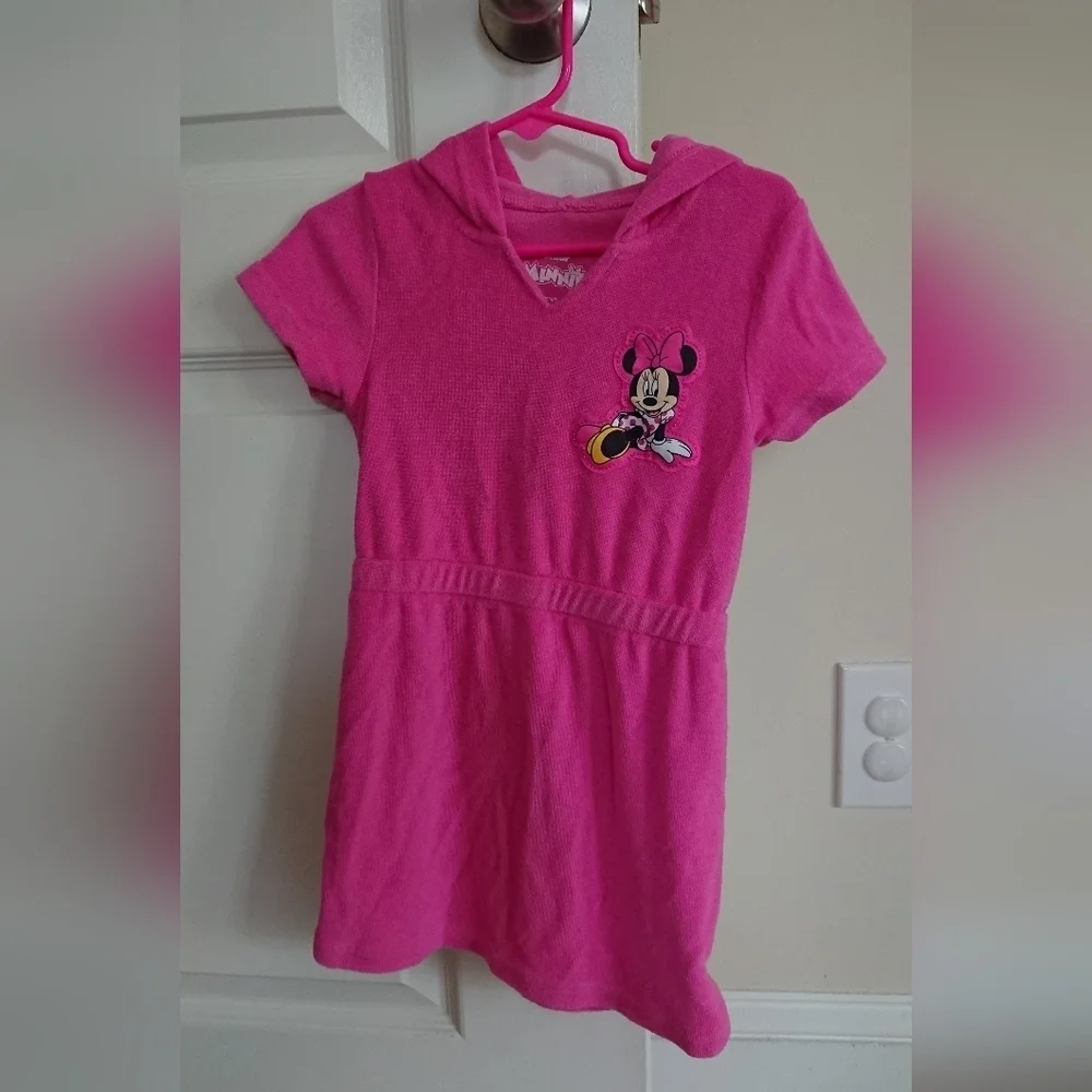 Disney Minnie Mouse Hooded Terry Swimsuit Cover-Up with Ears Zip-Up Robe SIZE 3T
